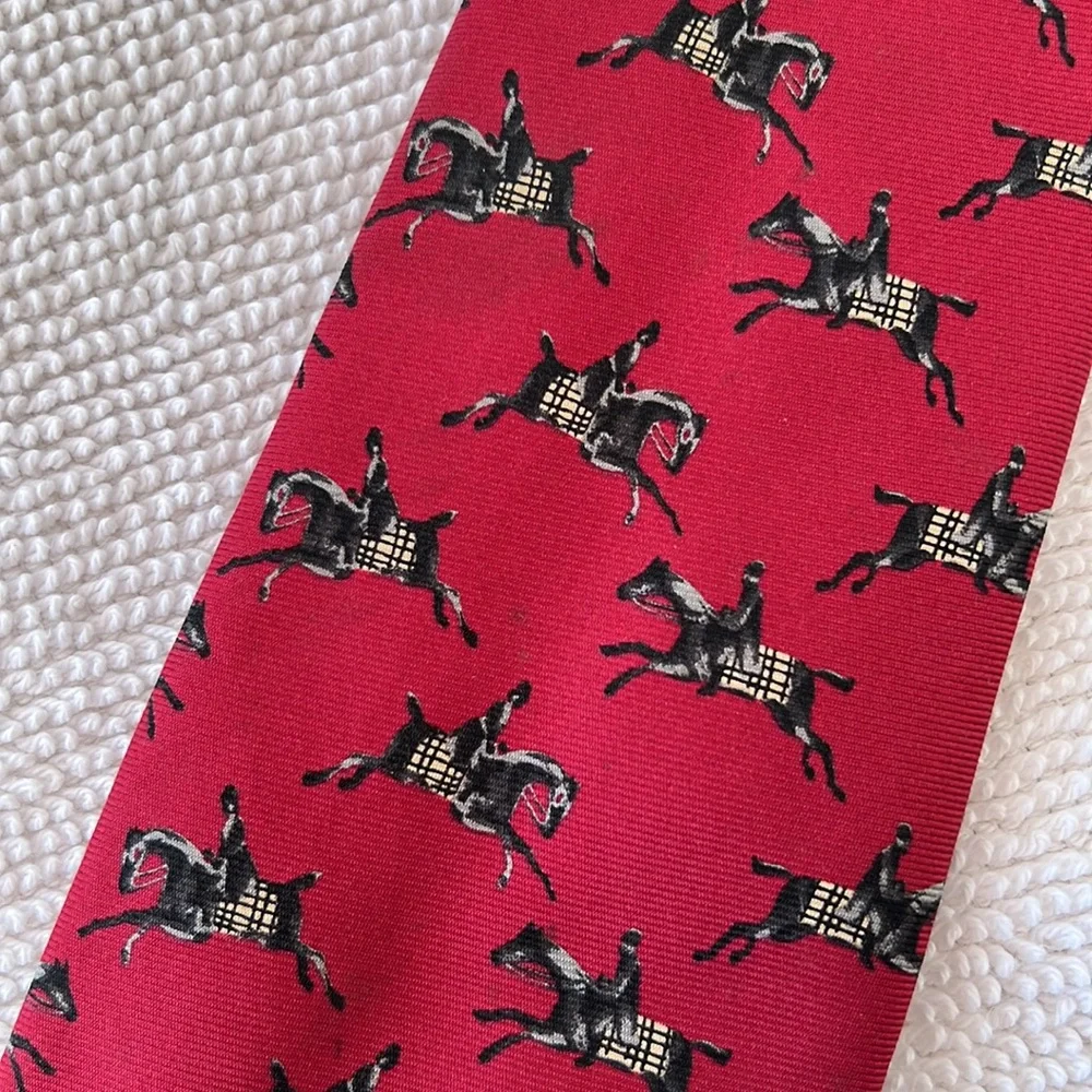 Burberry equestrian jockey silk tie, as is - Picture 3 of 12